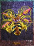  2010 bee black claws flymon insect male mane meghan_hupp open_mouth solo stinger stripes wings yellow 