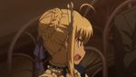  animated animated_gif bowing carnival_phantasm fate/stay_night fate_(series) lecture lowres maid maid_outfit original_clip saber subtitled sweat_drop sweatdrop tohsaka_rin 