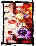  autumn blonde_hair cup gourd highres ibuki_suika long_hair sakazuki solo touhou tsubasa_(abchipika) 