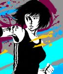  black_hair denr faith faith_(mirror&#039;s_edge) faith_(mirror's_edge) faith_connors gloves mirror's_edge mirrors_edge short_hair solo tattoo trace vector_trace 