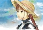  anne_of_green_gables anne_shirley bad_id bad_pixiv_id braid child face hat shizenkaiki traditional_media watercolor_(medium) 