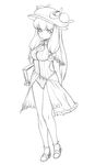  adapted_costume book bow breasts capelet cleavage cleavage_cutout crescent greyscale hair_bow hat kuontendou lineart long_hair medium_breasts monochrome patchouli_knowledge sarong solo swimsuit touhou zipper 