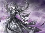  bad_id bad_pixiv_id black_flower black_rose feathers flower frills gothic_lolita hairband highres lolita_fashion long_hair marimo_ouji older rose rozen_maiden silver_hair smile solo suigintou wings 