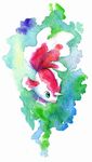  fins fish goldeen green_eyes horn marine night_owl nintendo painting plain_background pok&#233;mon pok&eacute;mon red red_body solo traditional_media video_games watercolor_(art) watercolour white white_background white_body 