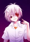  bad_id bad_pixiv_id bandages blood male_focus momomiya_mion nagisa_kaworu neon_genesis_evangelion red_eyes solo white_hair 