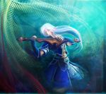  elf female hair long_hair looking_at_viewer musical_instrument solo tsampikos violin white_hair 