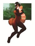 anthro female iggi looking_at_viewer mammal nude pinup pose pussy red_panda solo 