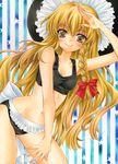  aoi_yuuka_(ao_no_kokoro) bikini blonde_hair braid hat kirisame_marisa long_hair salute solo swimsuit touhou traditional_media witch_hat yellow_eyes 