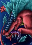  digimon drooling fins kiminuria leviamon leviathan male multiple_tails red red_body red_eyes reptile saliva scalie solo tail teeth tongue tongue_out underwater water 