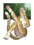  anthro anus breasts feline female grey_hair hair hindpaw iggi jaguar leopard licking licking_lips looking_at_viewer mammal nipples nude paws pinup pose post pussy sitting solo tongue 