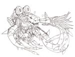  &hearts; &lt;3 black_and_white cannon couple digimon dragon h_r horn machine machinedramon male mechanical metalseadramon monochrome mugendramon multiple_tails ranged_weapon reptile robot scalie sketch snake tail weapon 