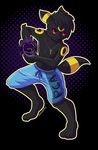  black_nose clothed clothing eeveelution hair half-dressed male melangetic necklace nintendo pok&#233;mon pok&eacute;mon red_eyes solo tail topless umbreon video_games 