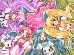  blue_choker bow choker chypre_(heartcatch_precure!) coffret_(heartcatch_precure!) cologne_(heartcatch_precure!) creature cure_blossom cure_marine cure_moonlight cure_sunshine hanasaki_tsubomi heartcatch_precure! hitsuji_(sunny_side_up!) kurumi_erika magical_girl multiple_girls myoudouin_itsuki orange_choker pink_bow pink_choker potpourri_(heartcatch_precure!) precure tsukikage_yuri 