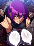 1girl angry ayane_(doa) banned_artist breasts dead_or_alive erect_nipples erect_nipples_under_clothes huge_breasts image_sample looking_at_viewer pixiv_sample purple_hair raburebo sweat 