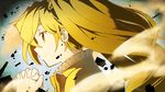  akita_neru blonde_hair daigoman hair_bobbles hair_ornament hands_together long_hair mahou_shoujo_madoka_magica own_hands_together parody praying profile solo twintails upper_body vocaloid wind yellow yellow_eyes 