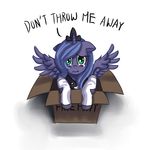  alicorn blue_hair box crying english_text equine female feral friendship_is_magic hair horn horse long_hair mammal my_little_pony pegacorn pony princess_luna_(mlp) socks solo tears text tiara winged_unicorn wings 