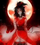  aymmogh bad_id bad_pixiv_id blood bow eyes full_moon glowing glowing_eyes hair_bow horn japanese_clothes konngara moon night obi open_mouth ponytail purple_hair red_eyes sash sky solo star_(sky) starry_sky tears thighhighs touhou touhou_(pc-98) wide_sleeves 