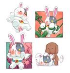  4n 4n_(yon_enu) animal_ears belt bestiality blush bunny bunny_ears chibi cum dog doggystyle holding male male_focus monster rape sex size_difference sweat tears tentacle whiskers wings 