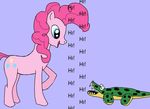  arrkhal buck_godot english_text equine female feral foglio friendship_is_magic hair hi horse mammal my_little_pony pink_hair pinkie_pie_(mlp) plushie pony purple_background reptile scalie sharp_teeth size_difference teeth text the_winslow 