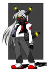  eeveelution grey_hair hair long_hair male nintendo pok&#233;mon pok&eacute;mon red_eyes solo tail umbreon video_games yohawk 