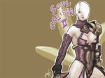  1girl bare_shoulders breasts cleavage detached_sleeves female hair_over_one_eye isabella_valentine kusanagi_shion_(elda) short_hair shoulder_pads solo soul_calibur soul_calibur_ii soulcalibur_ii white_hair 