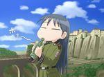  =_= belt bottle cosplay kajiwara_sora military military_uniform sketchbook_full_colors solo sora_no_woto uniform yasutake 