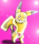  gen_1_pokemon gleam grin heart manly nintendo no_humans pikachu pokemon pokemon_(creature) shiny smile solo teeth 