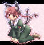  animal_ears braid cat_ears cat_tail hair_ribbon kaenbyou_rin long_hair multiple_tails red_eyes red_hair ribbon solo tail touhou twin_braids twintails yoshi_tama 