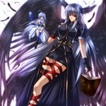  angel_wings bad_id bad_pixiv_id black_wings blue_eyes blue_hair book book_of_the_azure_sky breasts feathers fingerless_gloves gloves head_wings huge_breasts juri_(shiningred) legs long_hair long_legs lyrical_nanoha magical_girl mahou_shoujo_lyrical_nanoha mahou_shoujo_lyrical_nanoha_a's mahou_shoujo_lyrical_nanoha_strikers minigirl multiple_girls multiple_wings red_eyes reinforce reinforce_zwei silver_hair single_thighhigh thighhighs thighs time_paradox tome_of_the_night_sky very_long_hair wings 