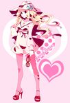  8055 blonde_hair earrings hat heart high_heels jewelry long_hair macross macross_frontier pantyhose sheryl_nome shoes single_earring solo sunglasses 