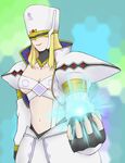  .hack//games 1girl aki_nao blonde_hair breasts cleavage fingerless_gloves gloves hat helba_(.hack//) large_breasts long_hair midriff smile solo 