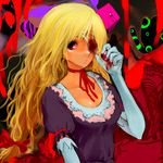  bad_id bad_pixiv_id bandage_over_one_eye blonde_hair blood chirigami-san eyeball guro solo touhou yakumo_yukari 