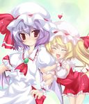  bad_id bad_pixiv_id blonde_hair closed_eyes flandre_scarlet hat multiple_girls purple_hair remilia_scarlet siblings sisters touhou wings yumesato_makura 