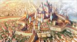  bad_pixiv_id castle city cloud copyright_request defensive_wall landscape no_humans scenery sukiyoshi wall 