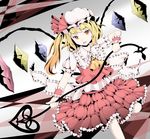  bad_id bad_pixiv_id blonde_hair fang flandre_scarlet frills gradient_hair hat hebitsukai laevatein multicolored_hair orange_eyes orange_hair short_hair side_ponytail solo touhou wings wrist_cuffs 