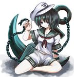  anchor bad_id bad_pixiv_id black_hair blue_eyes hat murasa_minamitsu sailor sailor_collar sailor_hat short_hair solo touhou wasabi_karasi 