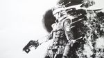  abs bad_id bad_pixiv_id belt bodysuit greyscale gun handgun headband highres male_focus metal_gear_(series) metal_gear_solid monochrome muscle snow solid_snake solo tigerfire utility_belt weapon 