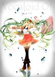  bad_id bad_pixiv_id crossed_legs green_eyes green_hair hanakeda_(hanada_shiwo) hatsune_miku high_heels highres jacket long_hair melt_(vocaloid) open_mouth outstretched_arms shoes sitting skirt solo thighhighs twintails umbrella very_long_hair vocaloid 