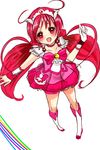  bad_id bad_pixiv_id blush boots bow choker cure_happy dress highres hoshizora_miyuki long_hair miturousoku pink_hair precure red_eyes ribbon sketch smile smile_precure! solo tiara twintails wings wrist_cuffs 