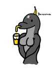  banana blender breasts cetacean cup derp dolphin dragon-heart dragon-heart_(artist) english_text female fruit glass humor juice mammal marine plain_background solo straw text what white_background 