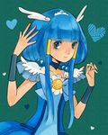  aoki_reika blue blue_eyes blue_hair bow choker cnove cure_beauty green_background hair_tubes head_wings heart magical_girl precure ribbon short_hair sidelocks smile smile_precure! solo tiara wrist_cuffs 