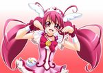  bow cure_happy earrings hoshizora_miyuki jewelry magical_girl masakichi_(heppouku) pink_eyes pink_hair precure smile smile_precure! solo twintails 