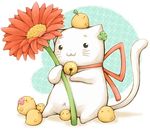  animal animal_on_head bell bird bird_on_head black_eyes cat cat_focus chick clover copyright_request daisy flower four-leaf_clover jingle_bell lowres neck_ribbon no_humans on_head ribbon sasakure_(unowata) white_cat 