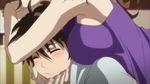  age_difference animated animated_gif blush breast_pillow breast_press breasts brown_hair cleavage guilty_crown large_breasts lowres milf mother_and_son original_clip ouma_haruka ouma_shuu 
