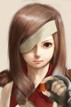  bad_id bad_pixiv_id beatrix brown_eyes brown_hair curly_hair eyepatch final_fantasy final_fantasy_ix fingerless_gloves food gloves lips looking_at_viewer octopus realistic rofuro-e smile solo 