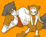  alucard alucard_(hellsing) animal_ears black_hair blonde_hair glasses gloves hellsing integra_hellsing lowres young younger 