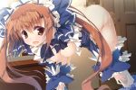 1girl ass blue_sleeves breasts brown_eyes brown_hair censored clothed_sex cum cum_in_pussy doggystyle female_orgasm flower_knight_girl frills game_cg hair_ornament hanging_breasts hetero invisible_man juliet_sleeves leaning_forward long_hair long_sleeves medium_breasts misumisou_(flower_knight_girl) mosaic_censoring nipples official_art open_mouth orgasm puffy_sleeves raised_eyebrows sca_di sex shiny shiny_skin slit_pupils solo_focus spread_legs standing_sex thighhighs twintails vaginal white_legwear 