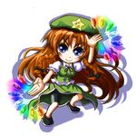  blush_stickers bow braid china_dress chinese_clothes crystal dress hair_bow hong_meiling kiki_fushigi long_hair rainbow rainbow_order solo touhou 