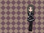  black_hair black_legwear brown_hair glasses gothic_lolita lolita_fashion long_hair minakami_mai nichijou wallpaper 