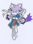  blaze_the_cat boots bracelet chinese_dress chun-li cosplay dress half-closed_eyes jewelry multicolored_clothing plain_background purple purple_body sega sonic_(series) spiked_bracelet spiked_bracelt spikes street_fighter tail video_games white_background white_clothing whitefox89 